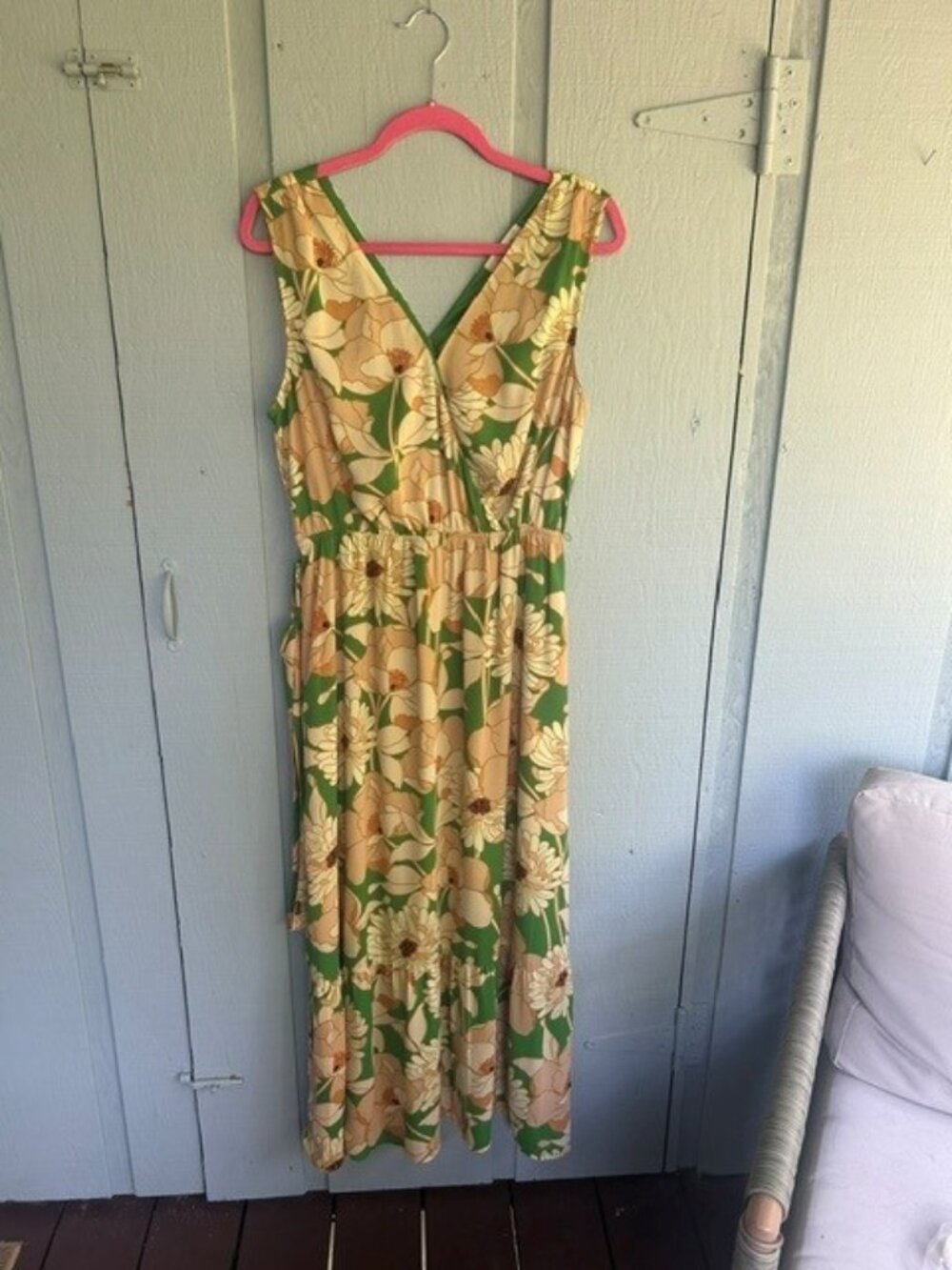 La Sereia Floral Maxi Dress Size M – Green & Cream – Never Worn